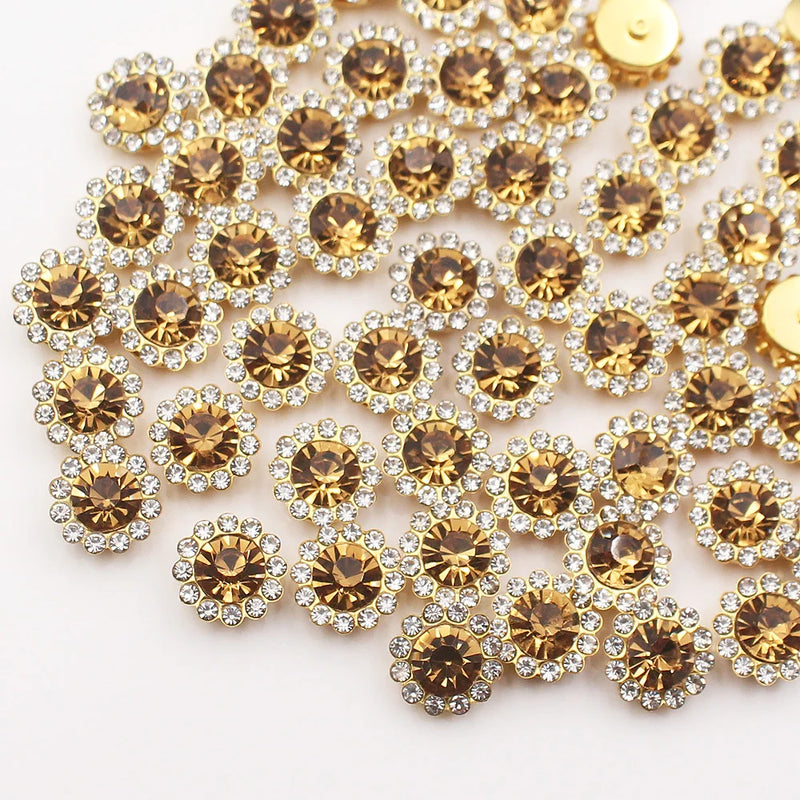 Gold Claw Sunflower Rhinestones for Sew-On Crafts