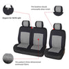 Black car seat covers for two rows featuring a 50/50 split design and three-dimensional embossed fabric.