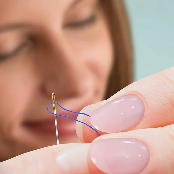 Self-Threading Stainless Steel Sewing Needles (12-Pack)