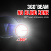 360 degree beam impression photo showing a car headlight with a bright, wide beam effect.