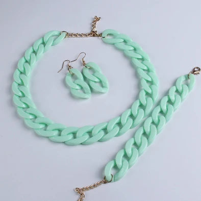 Colorful Acrylic Chain Necklace Set for Women