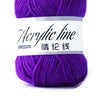 Purple acrylic line yarn balls labeled 45 Black Flower.