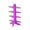 A stackable plastic display stand for holding sunglasses and reading glasses in a bright purple color.