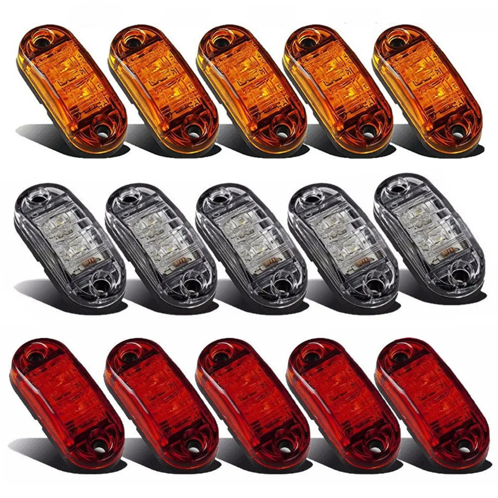 Ten universal LED side marker and clearance lights in amber and red colors.