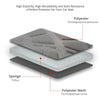 Stack of car seat covers showing layers of polyester, sponge, and polyester mesh for protection