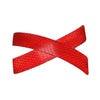 A red, textured reflective safety sticker in the shape of an 'X' for car fenders.