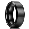 Men's Black Stainless Steel Wedding Band with Double Groove Detail