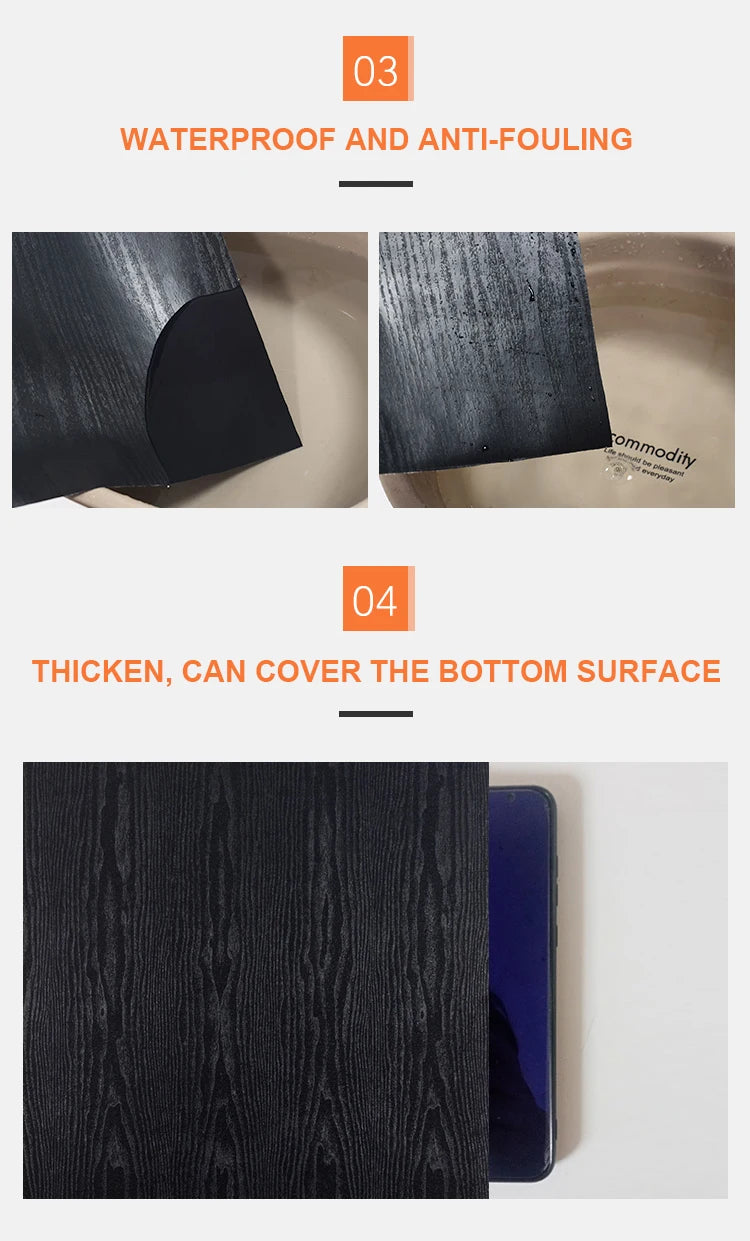 Black Self-Adhesive Waterproof Wallpaper for Kitchen & Furniture Renovation
