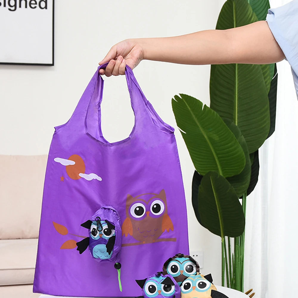 Foldable Cartoon Shopping Bag with Shoulder Straps