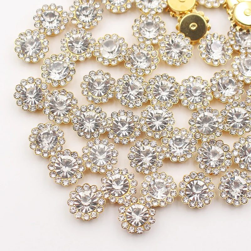 Gold Claw Sunflower Rhinestones for Sew-On Crafts