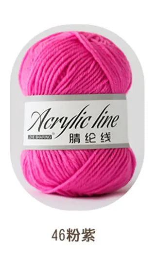 Pink acrylic line yarn balls for knitting and crochet