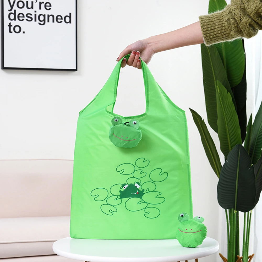 Foldable Cartoon Shopping Bag with Shoulder Straps