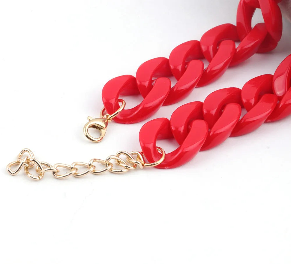 Colorful Acrylic Chain Necklace Set for Women