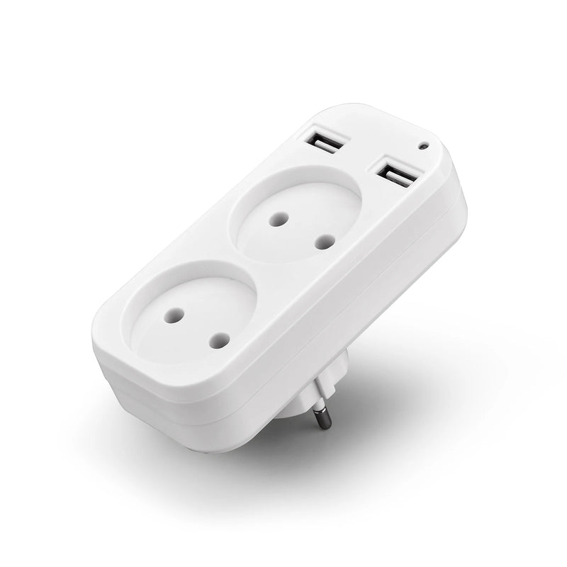 Compact EU Power Strip with USB Ports