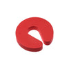 A red foam door stopper with a finger pinch protection design.