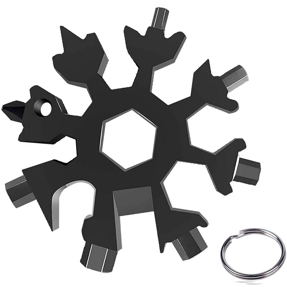 18-in-1 Stainless Steel Snowflake Multi-Tool with Key Ring