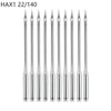 A pack of 14 stainless steel sewing machine needles labeled HAX1 22/140.