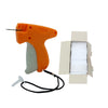 Orange handheld tagging gun with a white fastening bar visible next to the device.
