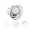 Silver sparkling rhinestone pacifier with clip for babies