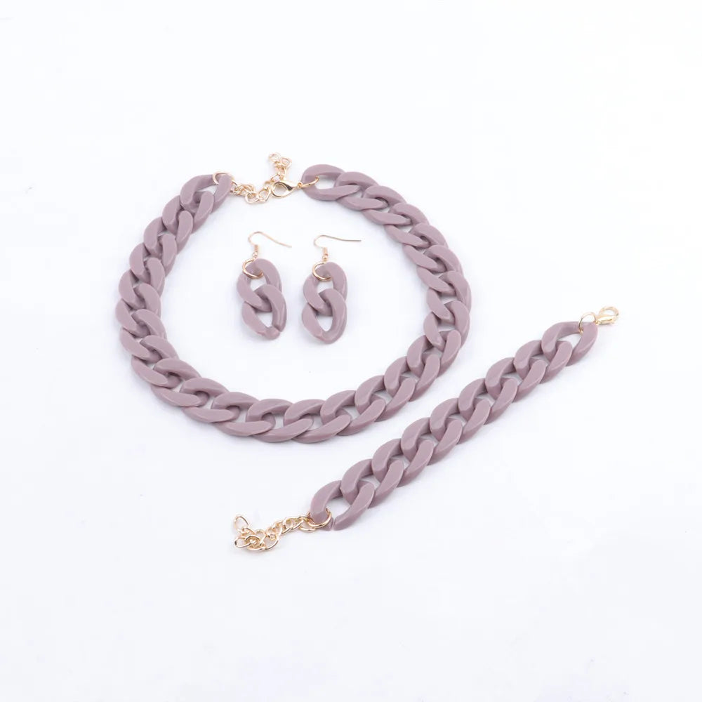 Colorful Acrylic Chain Necklace Set for Women
