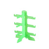 A bright green stackable display stand designed for holding sunglasses and reading glasses.