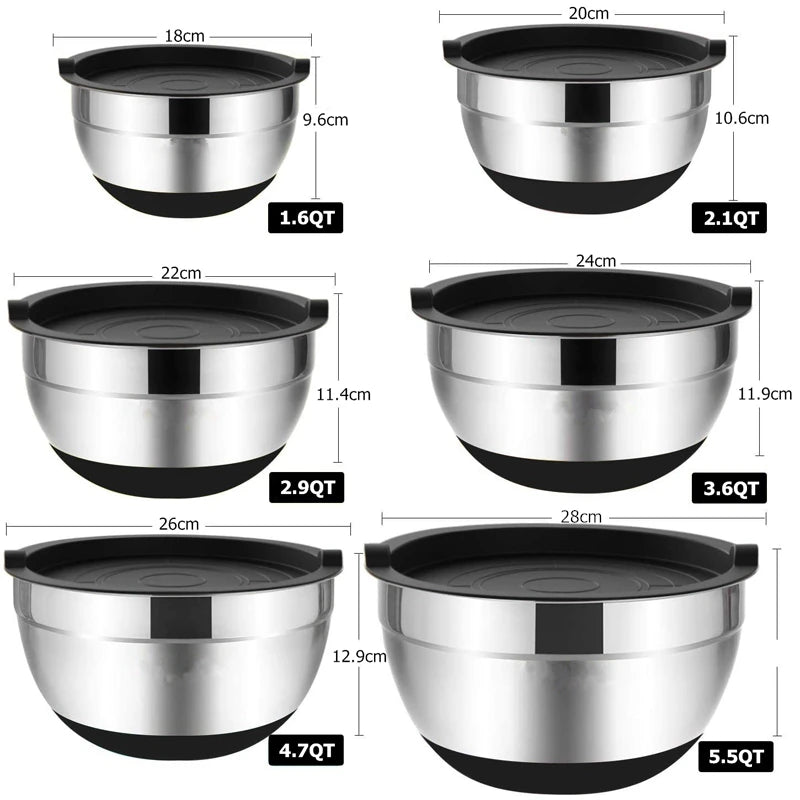 Stainless Steel Mixing Bowl Set with Lids