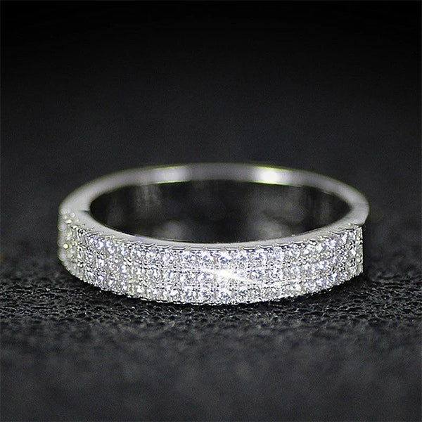 Three-Row Pave Cubic Zirconia Ring