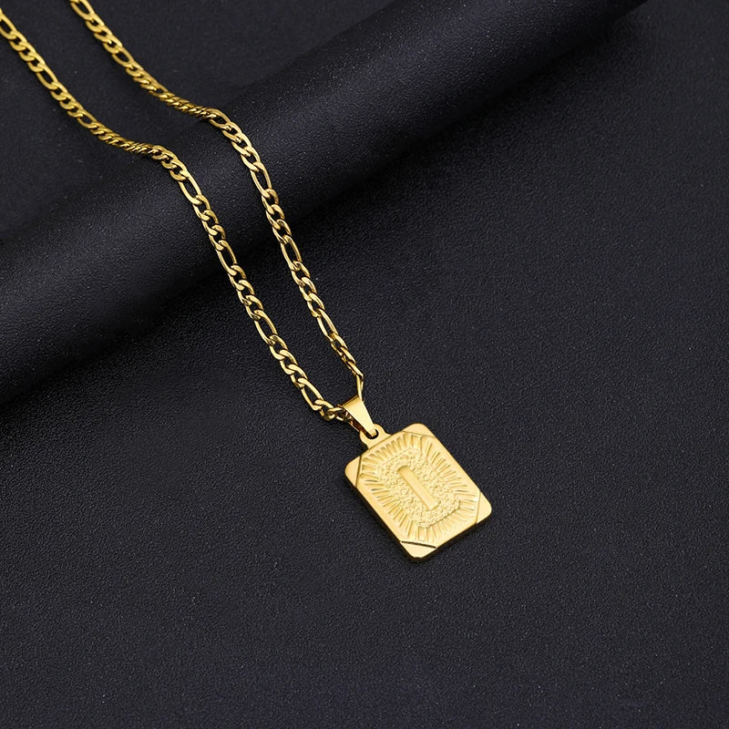 Initial Letter Pendant Necklace with Stainless Steel Chain