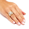 Set de Anillos Nupciales Vintage con Diamante de Laboratorio Marqués en Oro de 14K
