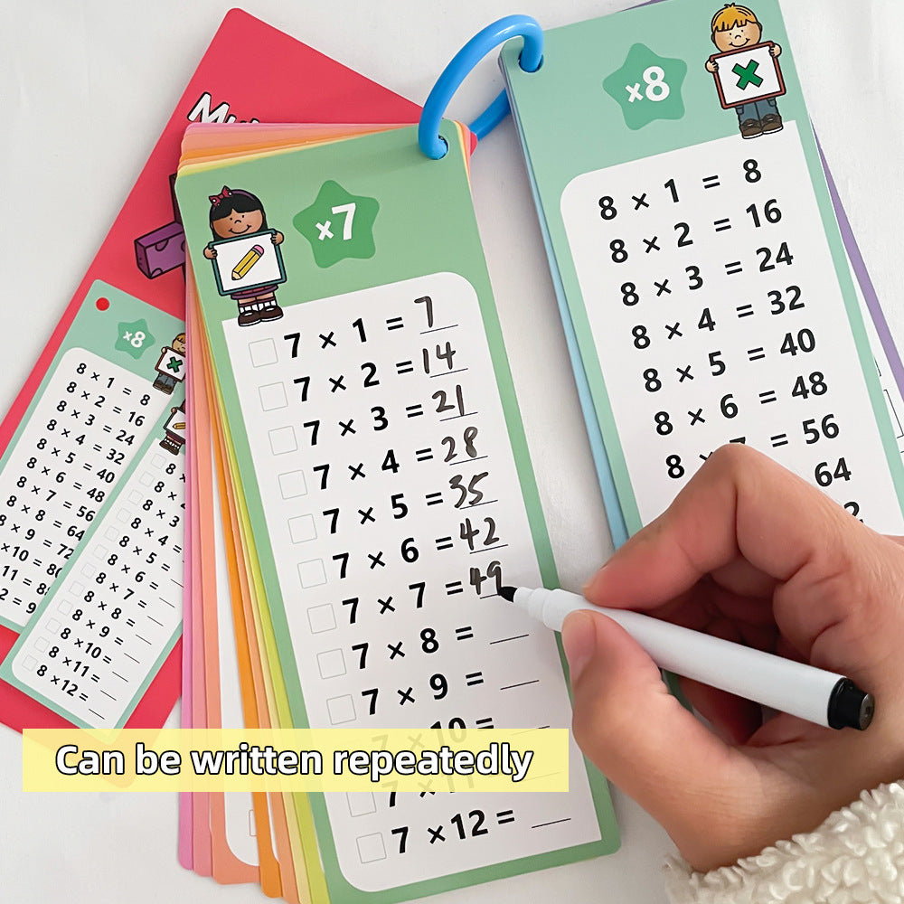 Reusable Multiplication Table Practice Cards with Erasable Pens