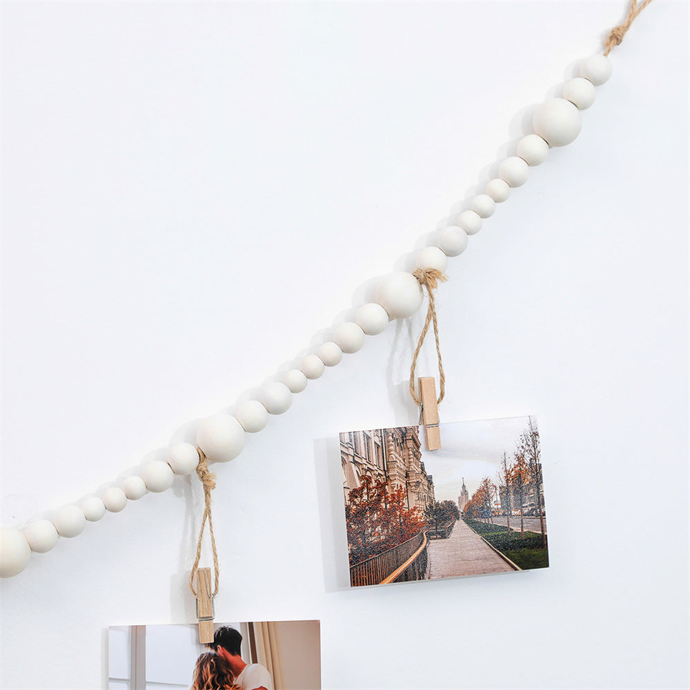 Wooden Beads Photo Garland for Wall Display