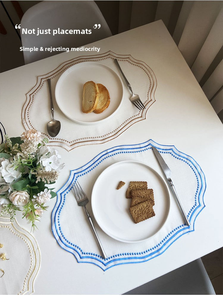 Embroidered Cotton-Linen Placemat Set – Elegant French Lace Table Decor