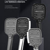 Four color options of a high-pressure rainfall shower head displayed on a black background.