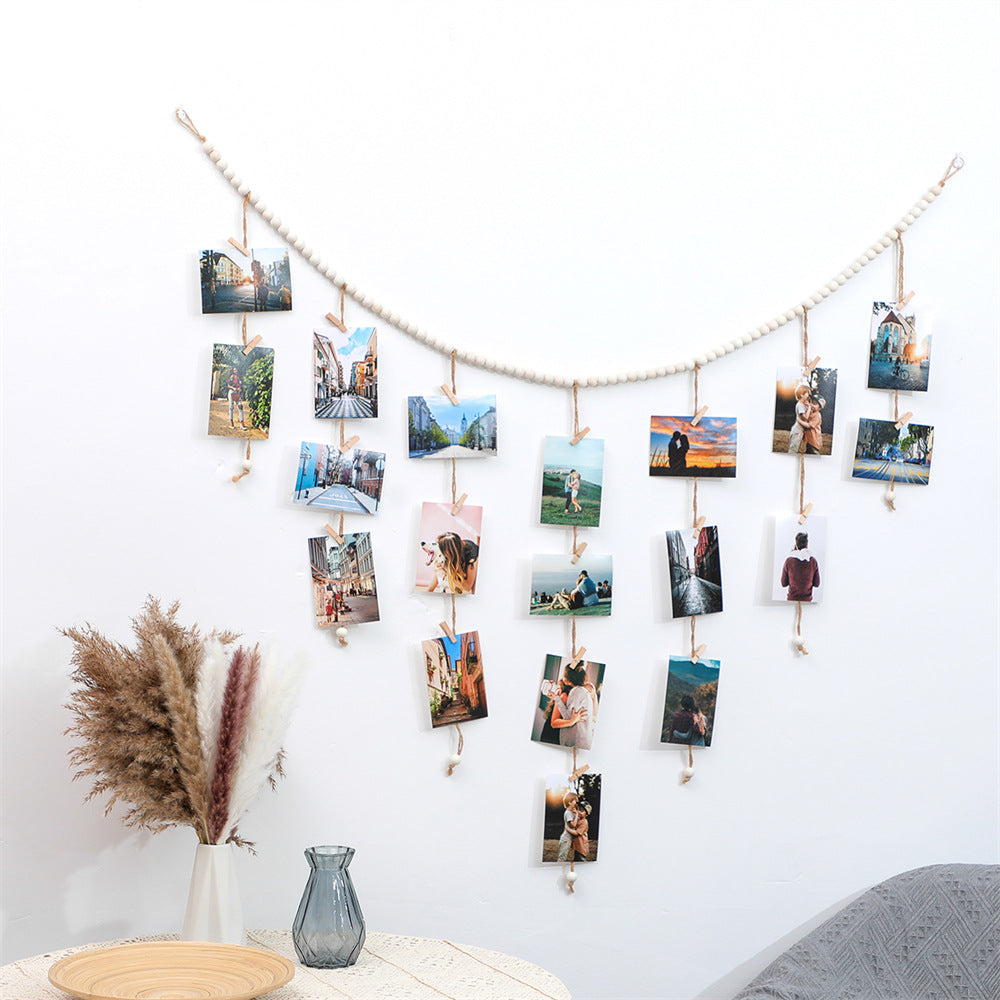 Wooden Beads Photo Garland for Wall Display