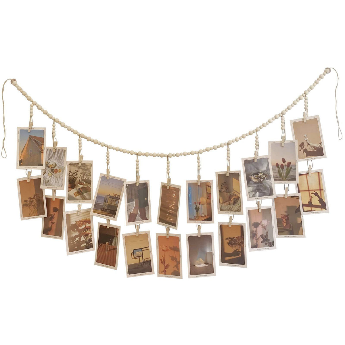 Wooden Beads Photo Garland for Wall Display