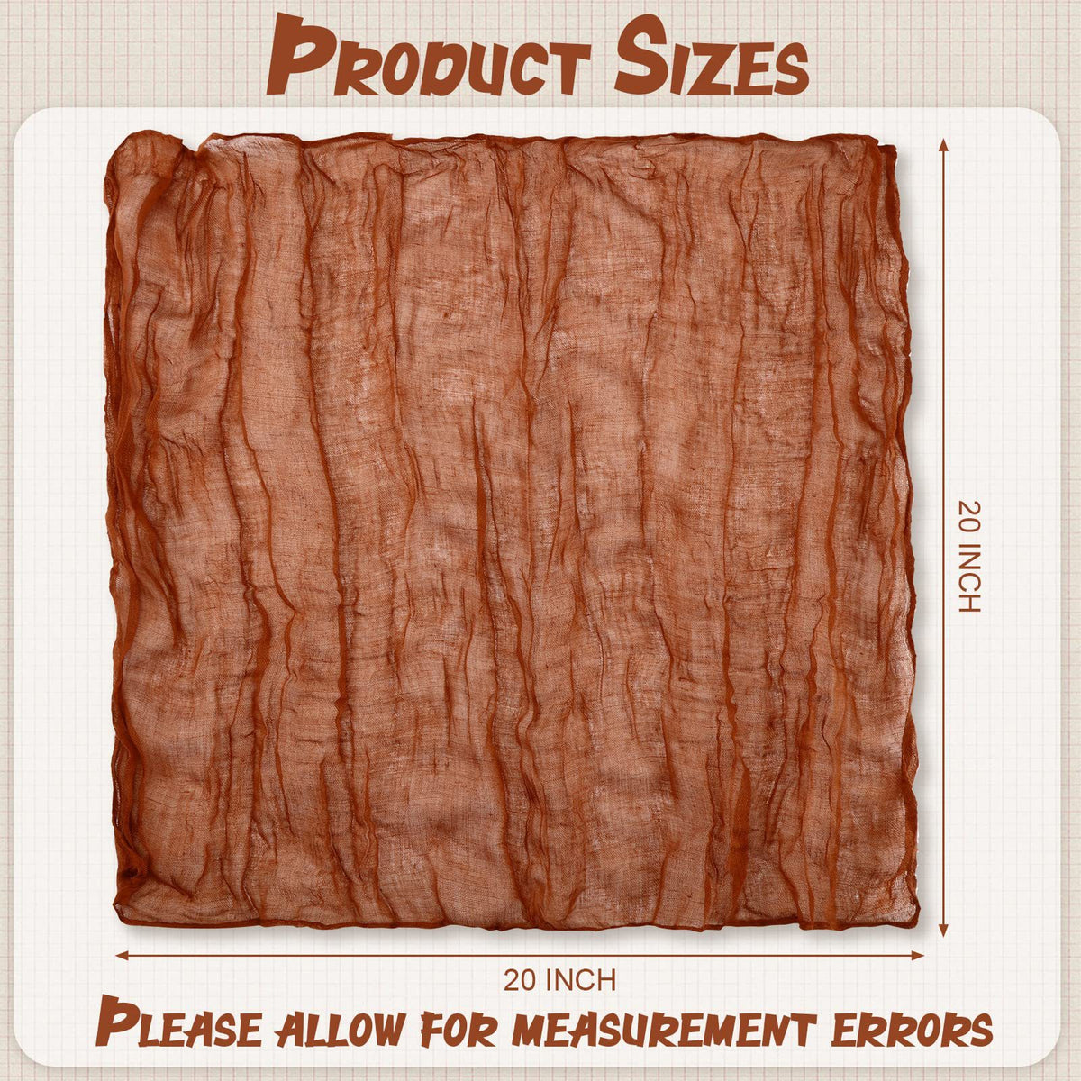 A rectangular piece of brown, textured fabric resembling crinkled cotton gauze used as a table runner.