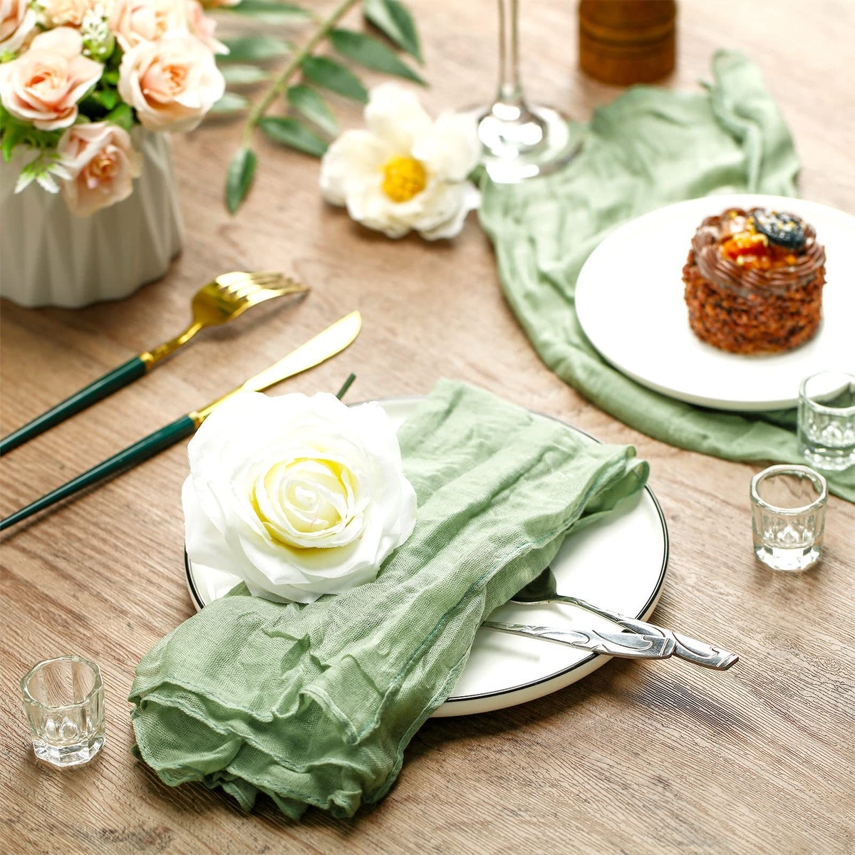 Cotton Gauze Table Runner - Rustic Country Boho Decor