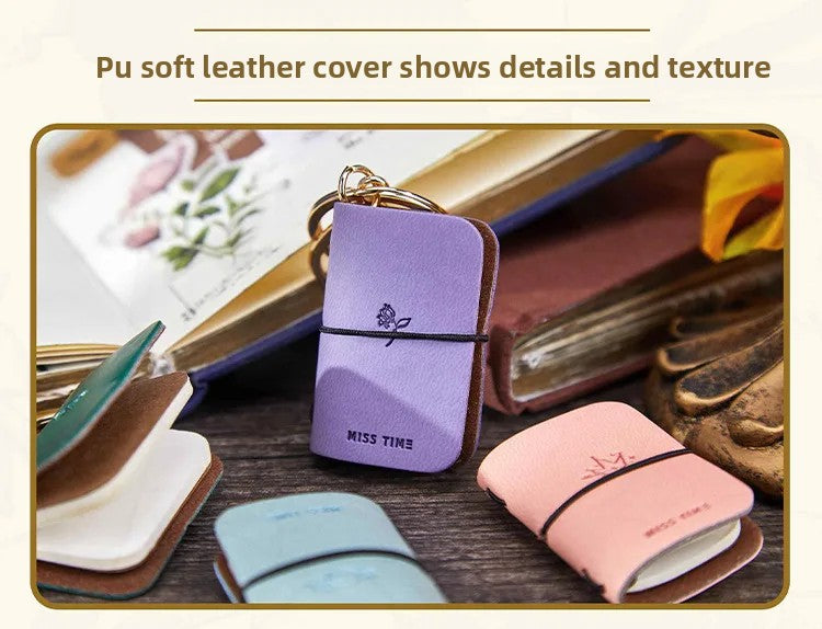 Mini PU Leather Journal Keychain with Keyring