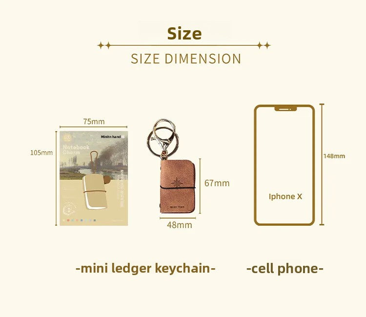 Mini PU Leather Journal Keychain with Keyring