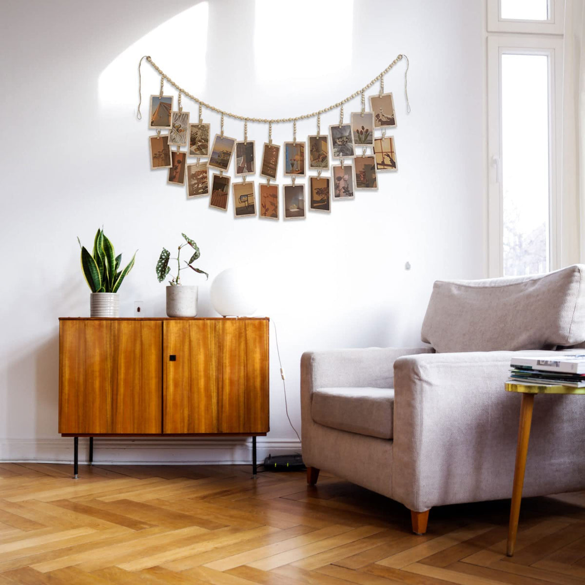 Wooden Beads Photo Garland for Wall Display
