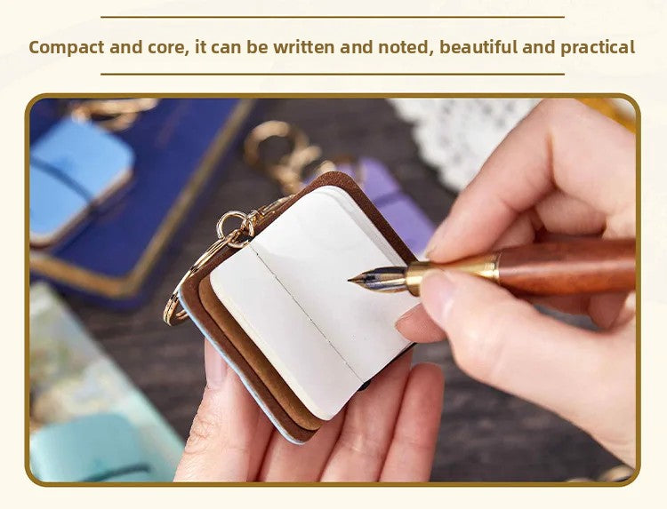 Mini PU Leather Journal Keychain with Keyring