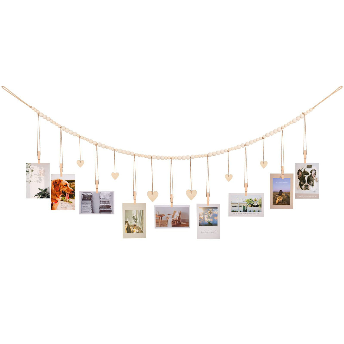 Wooden Beads Photo Garland for Wall Display