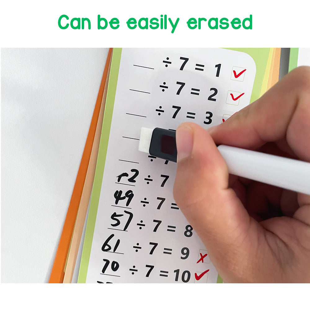 Reusable Multiplication Table Practice Cards with Erasable Pens