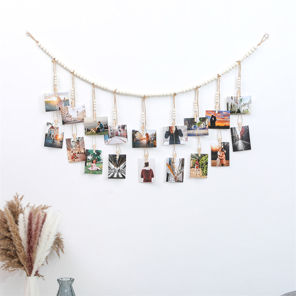 Wooden Beads Photo Garland for Wall Display