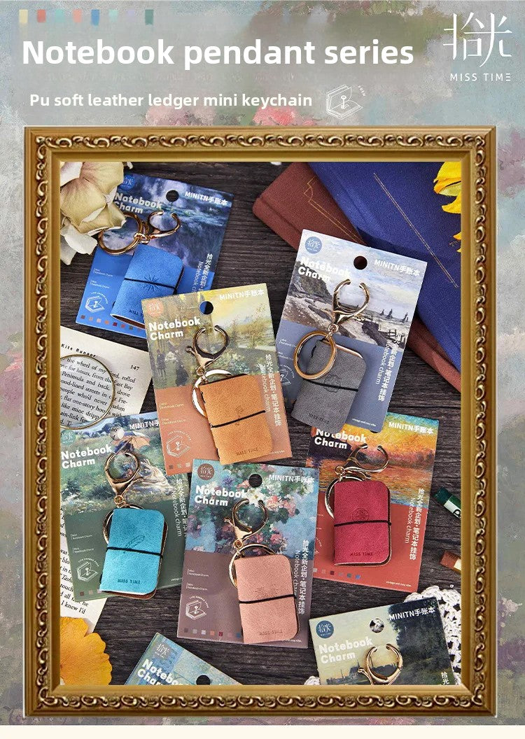 Mini PU Leather Journal Keychain with Keyring
