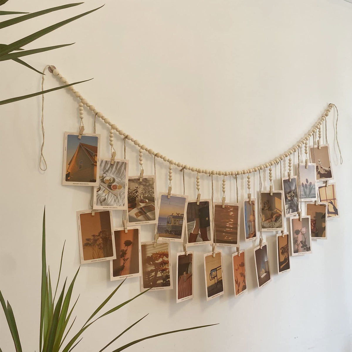 Wooden Beads Photo Garland for Wall Display