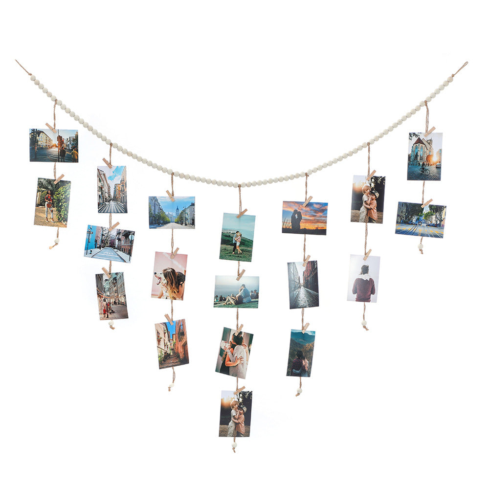 Wooden Beads Photo Garland for Wall Display