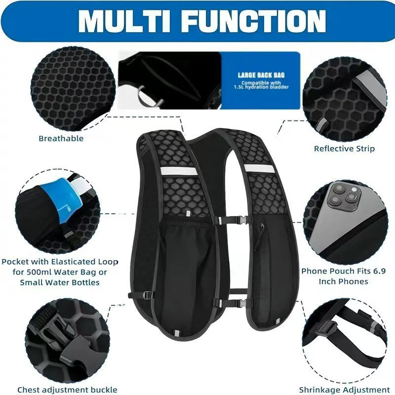 Featherlight Hydration Vest with Reflective Trim and Phone Pocket