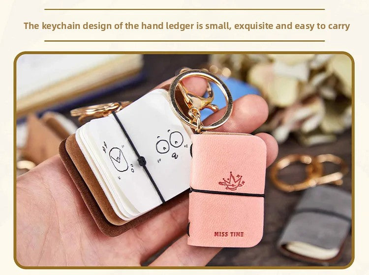 Mini PU Leather Journal Keychain with Keyring