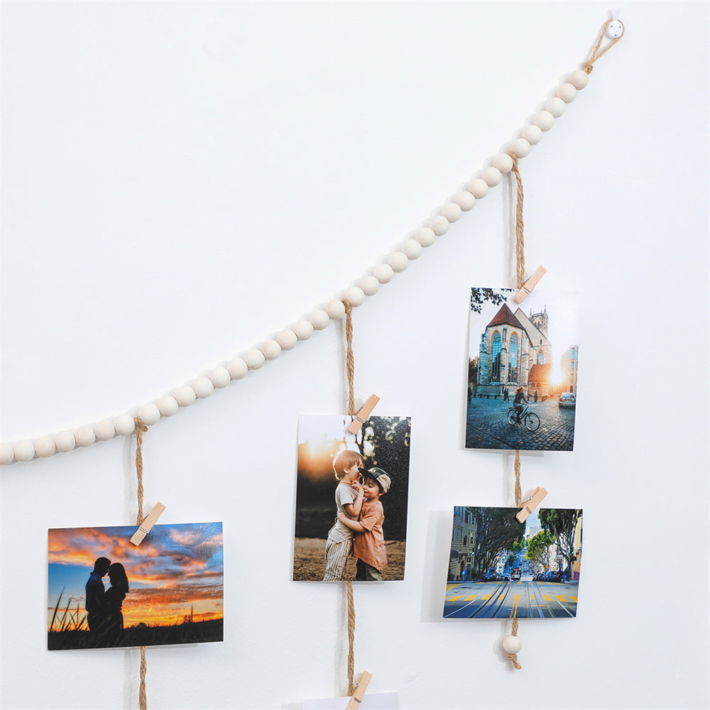 Wooden Beads Photo Garland for Wall Display